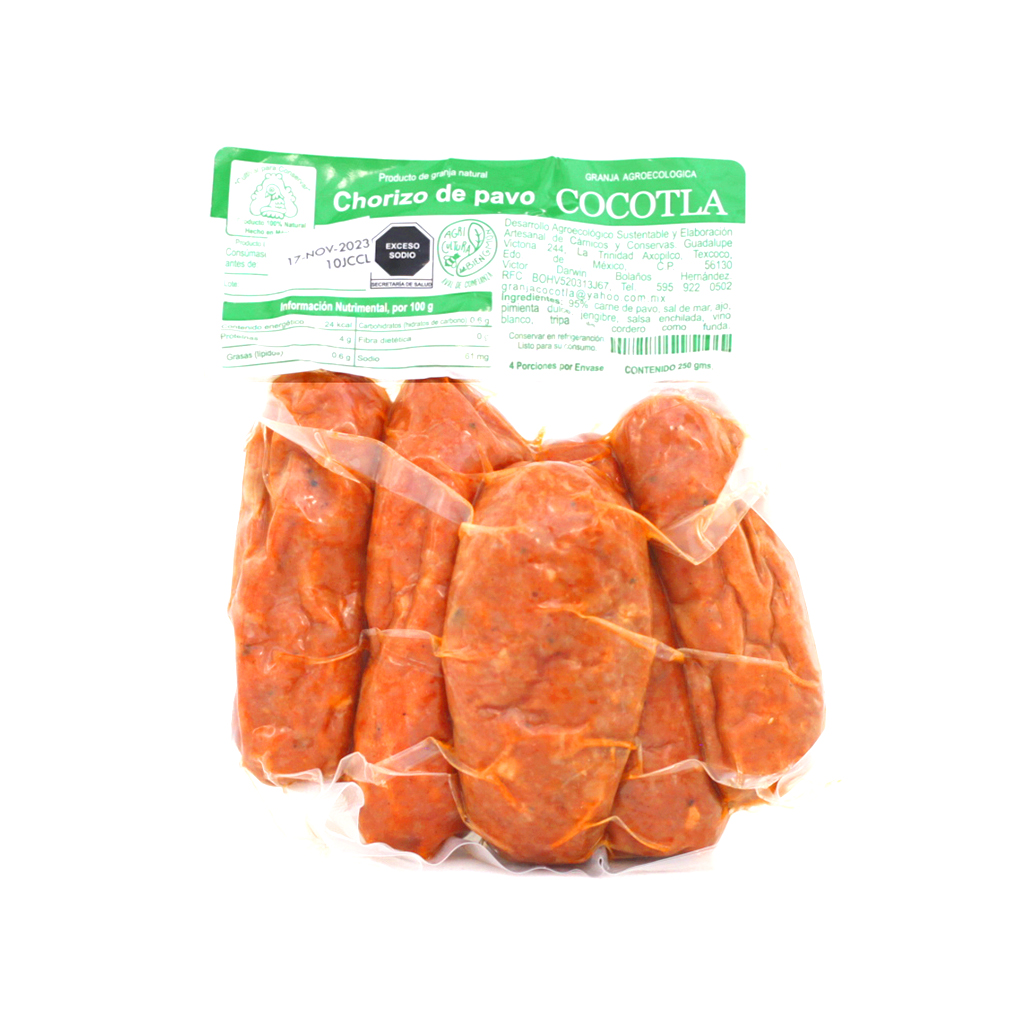 Chorizo de pavo 250 g Cocotla