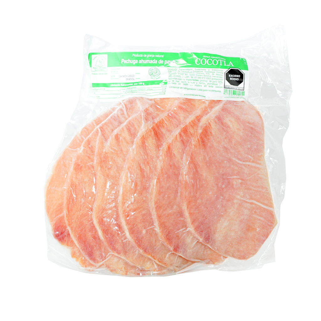 [66338] Pechuga de pavo rebanada ahumada 400 g Cocotla