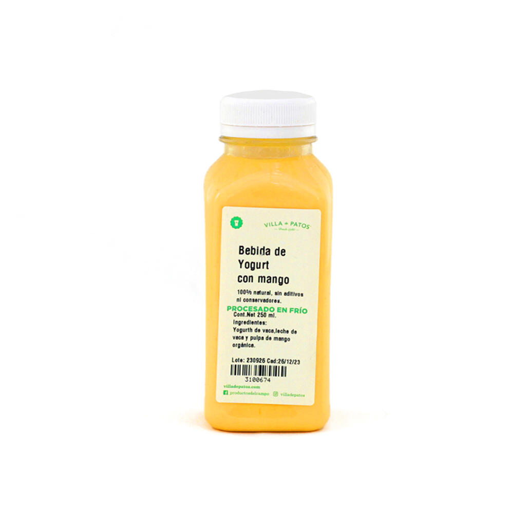 Yogurt de vaca bebible con mango 250 ml Villa de Patos