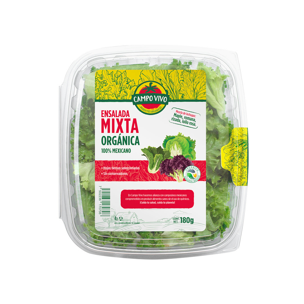 [7502236170708] Ensalada mixta orgánica 180 g Campo Vivo