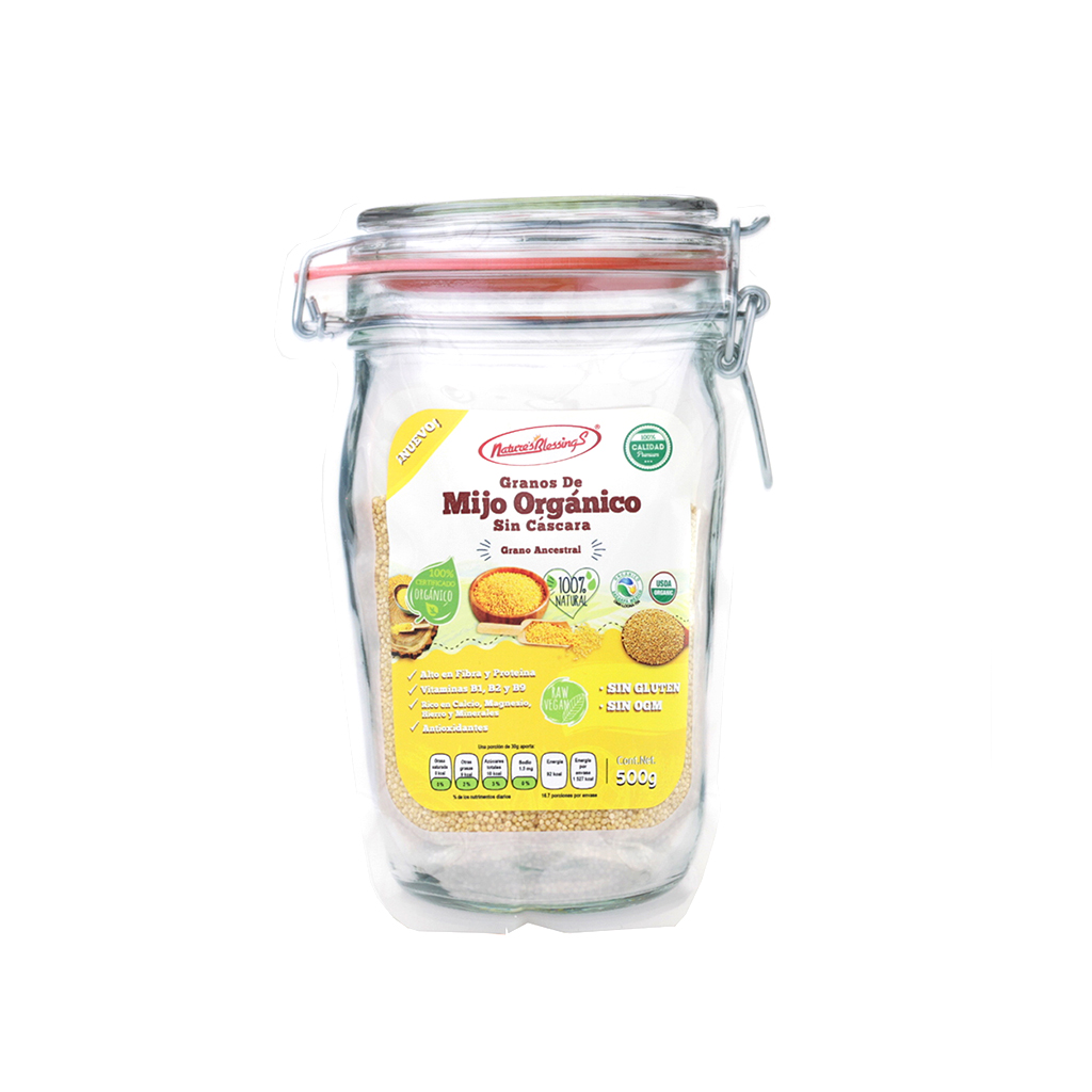 Granos de mijo orgánico amarillo sin cascara 500 g Nature´s Blessings