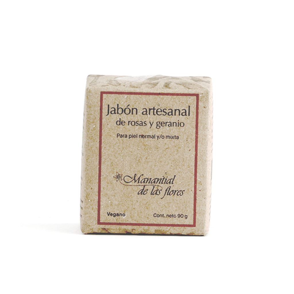 Jabón de rosas y geranio 90 g Manantial de las Flores