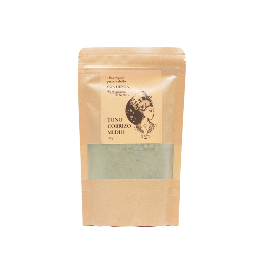 Tinte vegetal cabello de henna tono medio 100g Manantial de la Flores