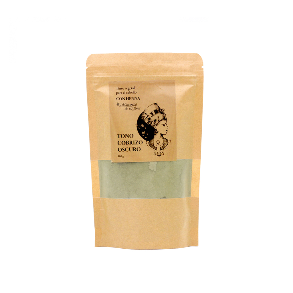 Tinte vegetal cabello de henna tono oscuro 100g Manantial de la Flores
