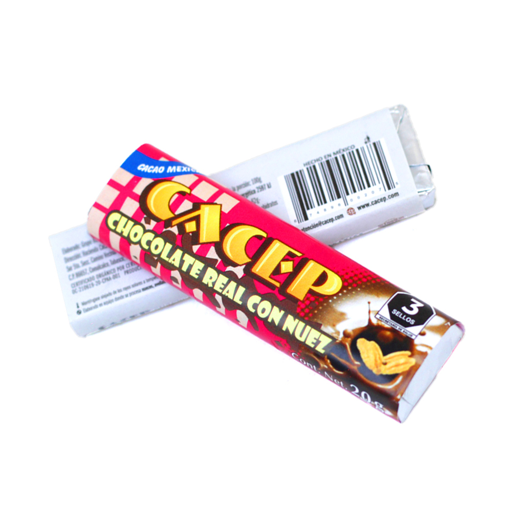 Barra de chocolate con leche y nuez 20 g Cacep