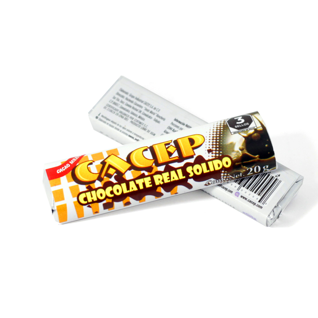 Barra de chocolate con leche sólido 20 g Cacep