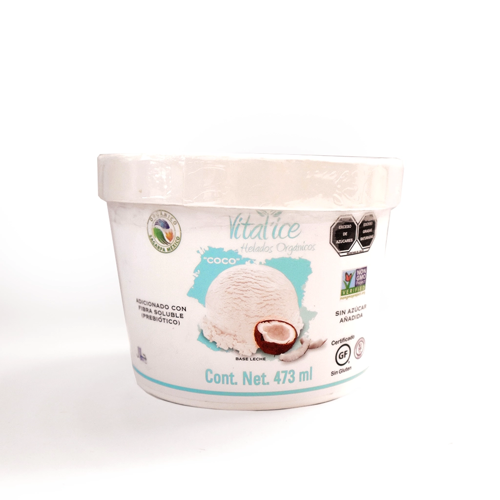 Helado sabor coco 473 ml Vital'ice