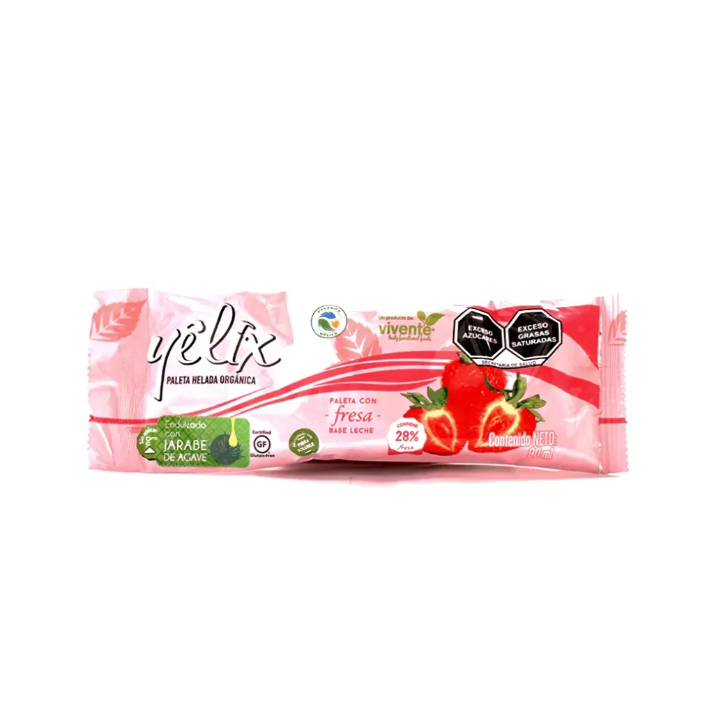 Paleta de leche sabor fresa 90 g Yelix