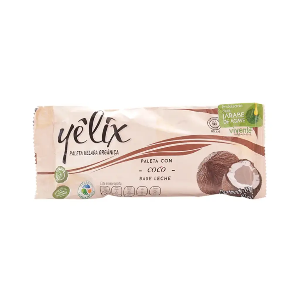 Paleta de leche sabor coco 90 g Yelix