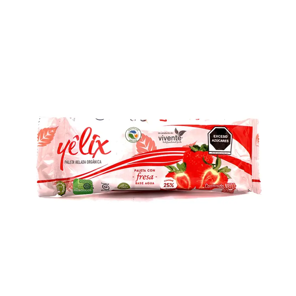 Paleta de agua sabor fresa 90 g Yelix