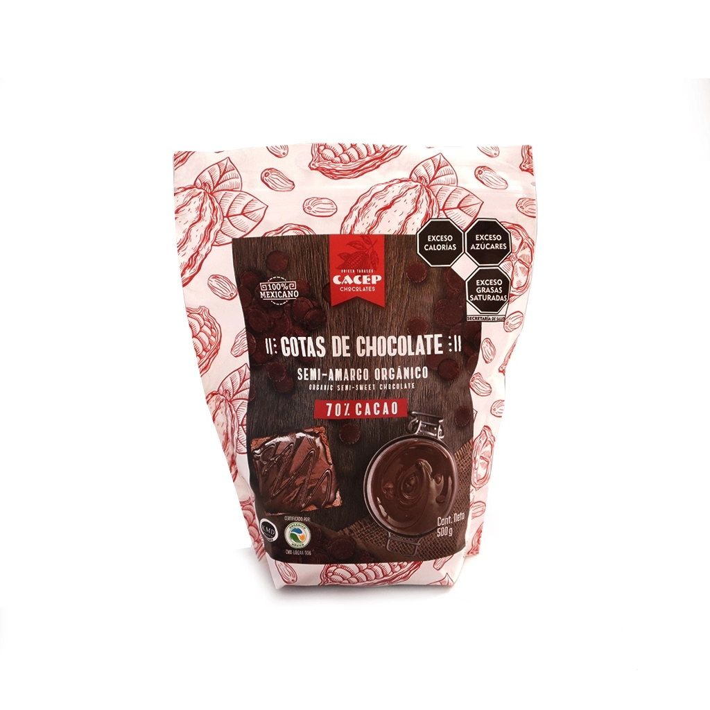 [674896001382] Gotas de chocolate 70% cacao 500 g Cacep