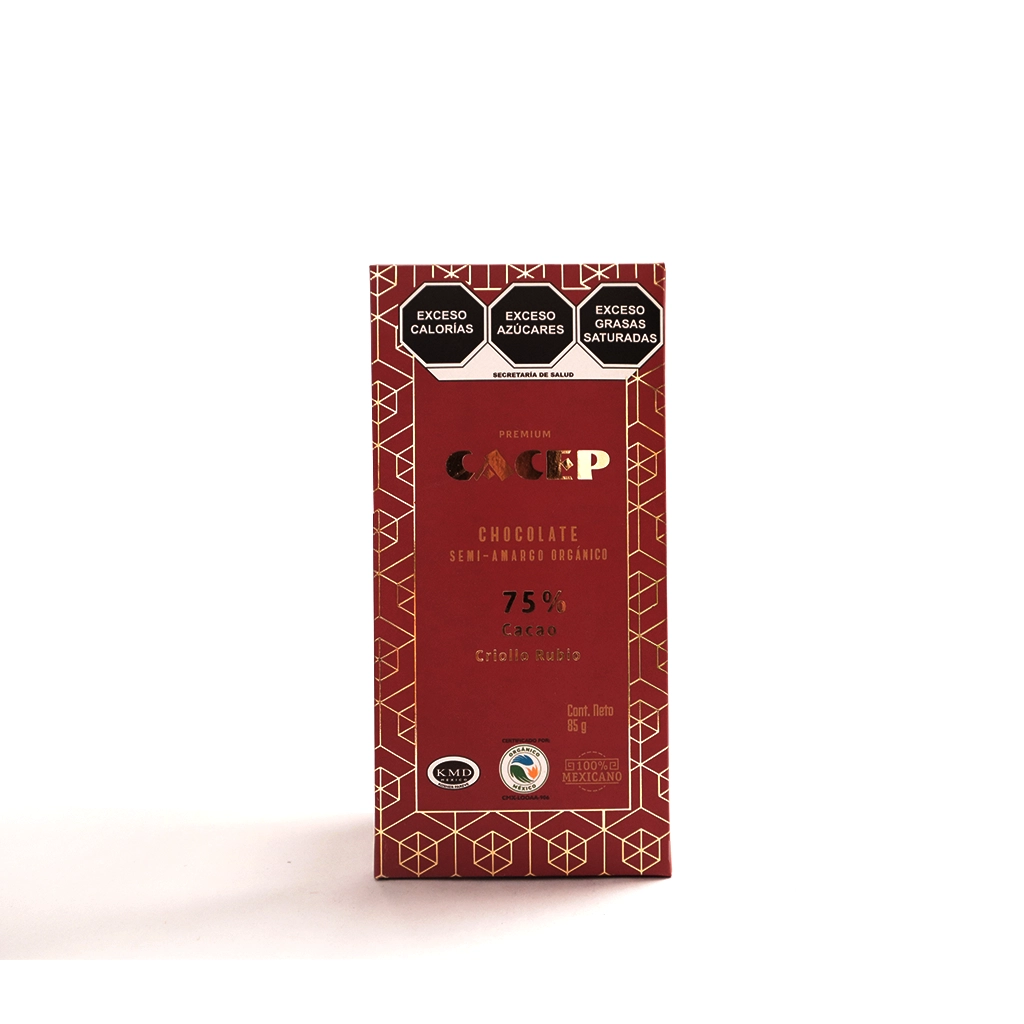 [674896001290] Barra de chocolate criollo rubio 75% cacao 85 g Cacep