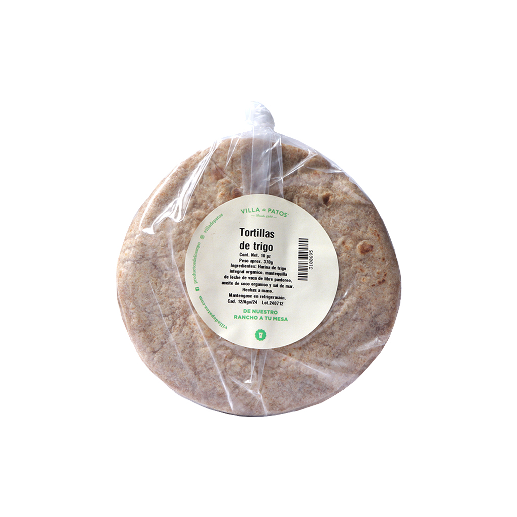 Tortillas de harina de trigo integral 10 pzas Villa de Patos