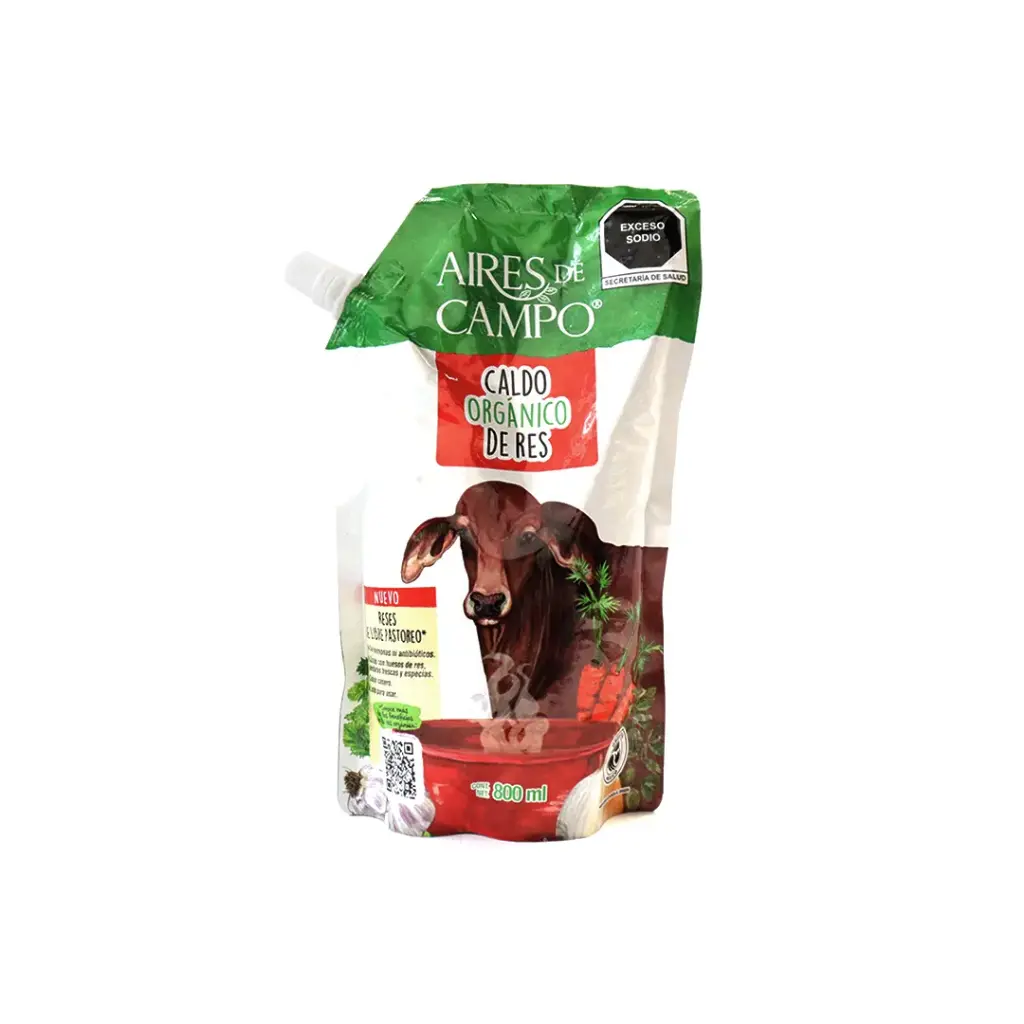 Caldo de res orgánico 800 ml Aires de Campo