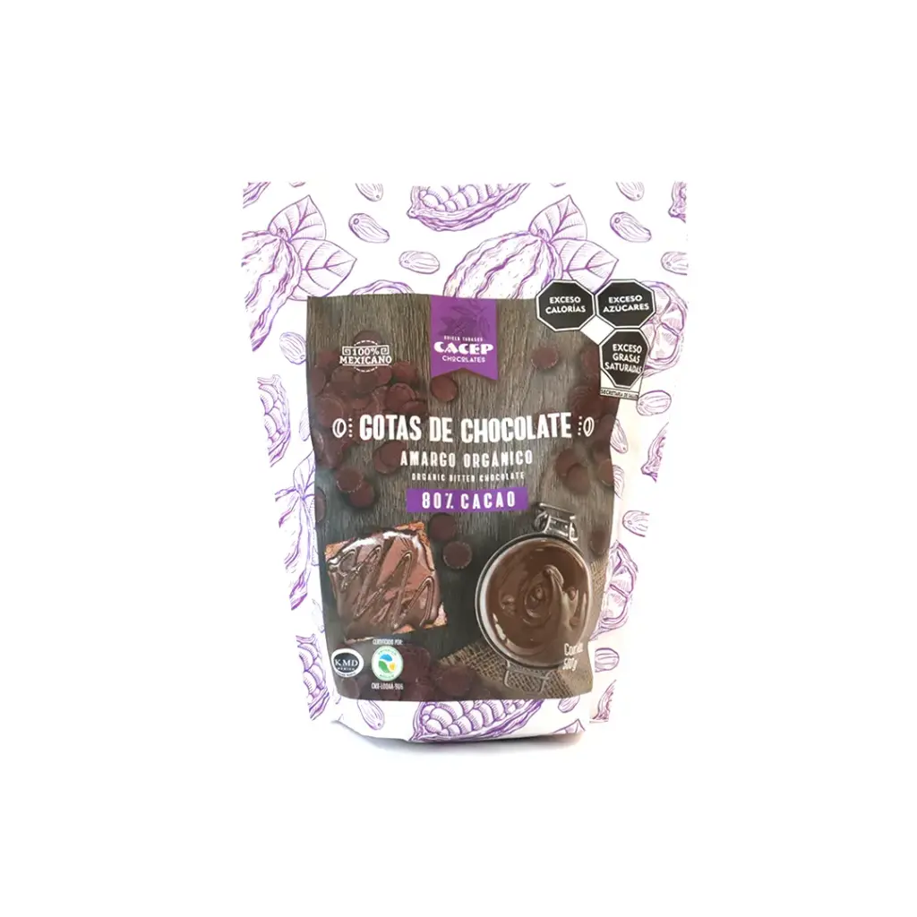 Gotas de chocolate 80% cacao 500 g Cacep