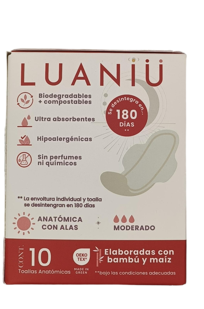 Toallas femeninas bio regulares 10 piezas Luaniu