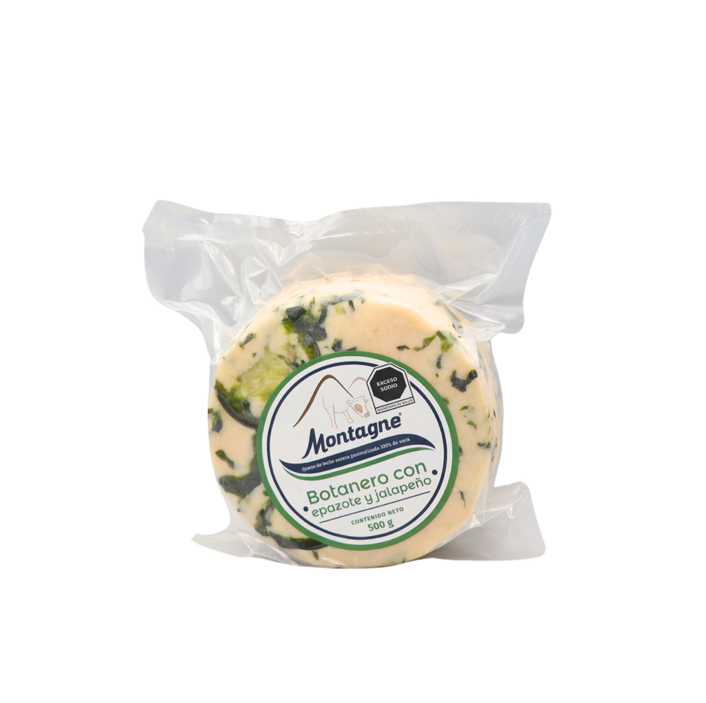 Queso botanero con epazote y japapeño 500 g Montagne