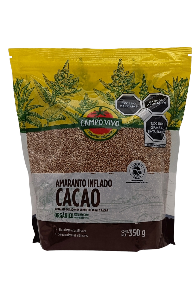 [7502236174348] Amaranto inflado orgánico con cacao 350 g Campo Vivo