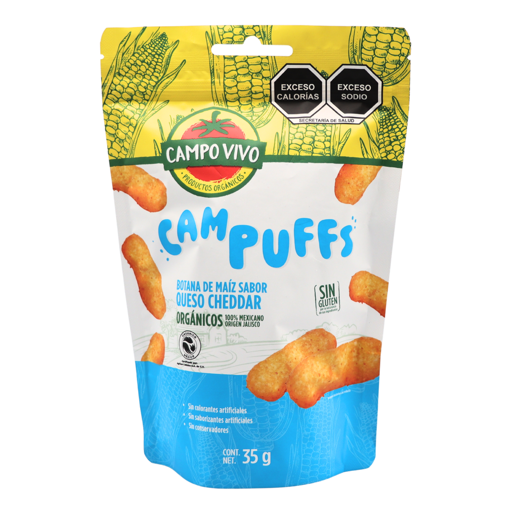 Botana de maíz sabor queso cheddar 35 g Campo Vivo