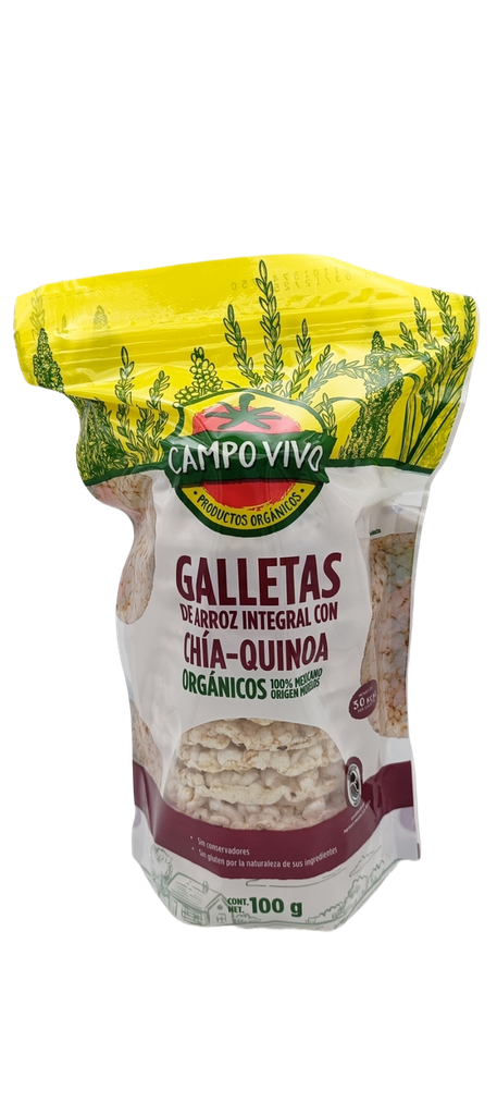 [7502236175048] Galletas de arroz integral con chía y quinoa 100 g campo Vivo