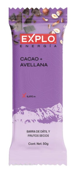 Barra de cacao avellana y dátil 50g Explo
