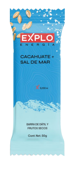 Barra de cacahuate, sal de mar y dátil 50 g Explo 