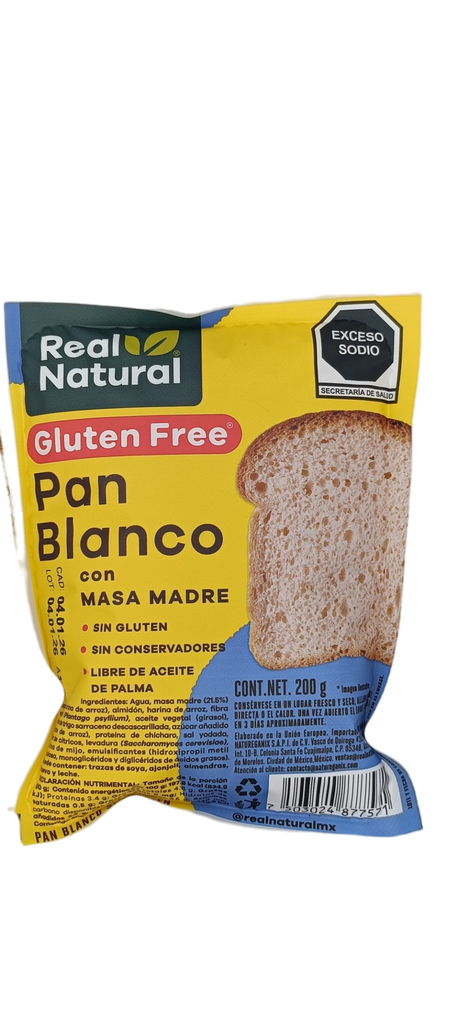 [7503024877571] Pan blanco sin gluten 200 g Real Natural