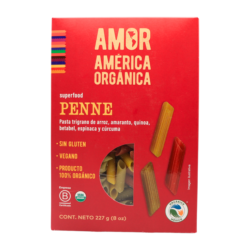 Pasta trigrano vegetales Penne 227g América Orgánica