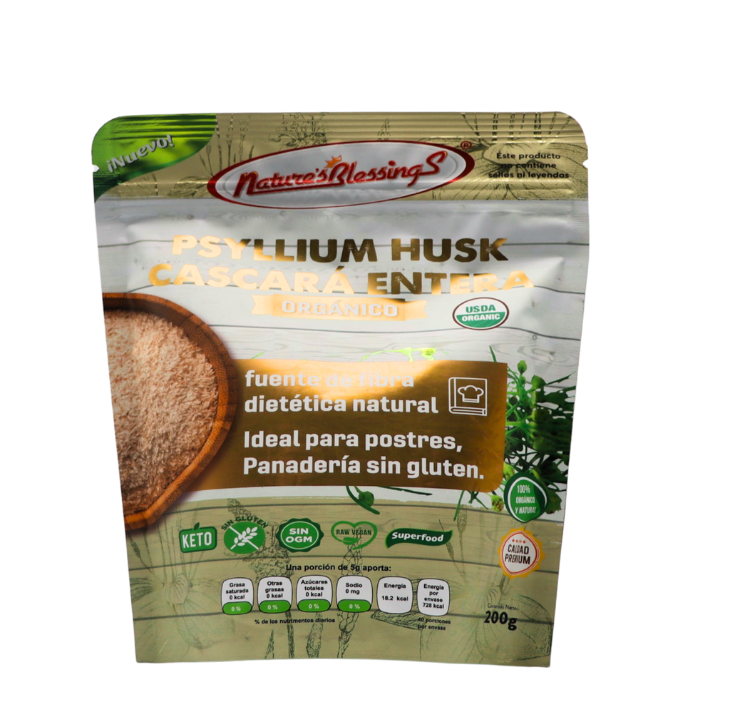 [7502280880776] Psyllium orgánico husk entero 200 g Nature's Blessings