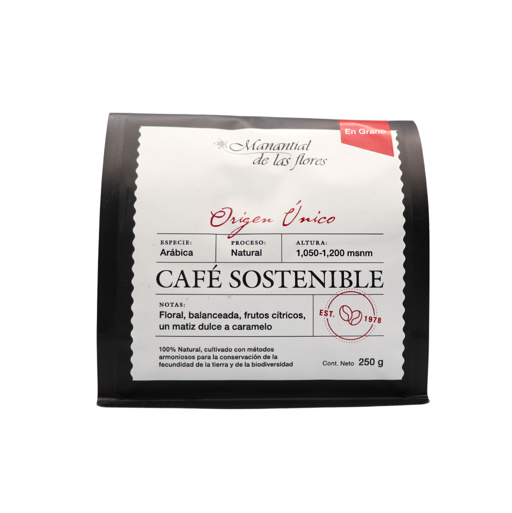 Café en grano tostado medio 250 g Manantial de las Flores 