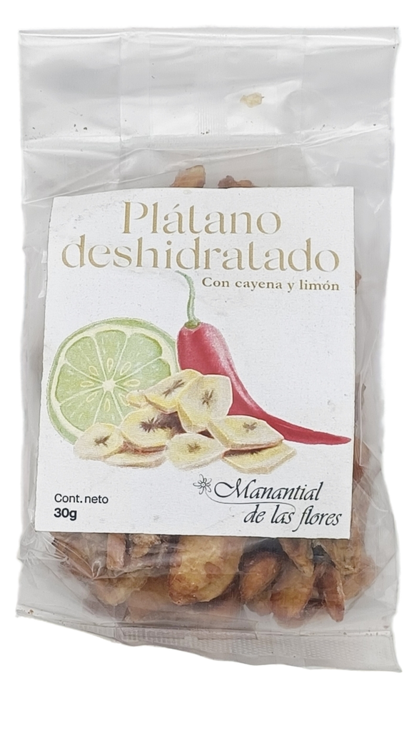 Plátano deshidratado con cayena y limón 30 g Manantial de las Flores