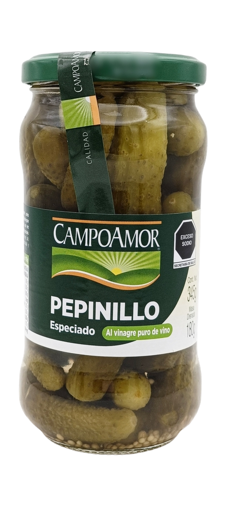 [7501108101079] Pepinillos especiados frasco 345 g Campo Amor