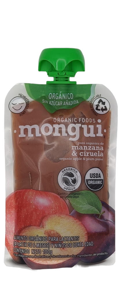 Papilla manzana, ciruela 100 g Mongui