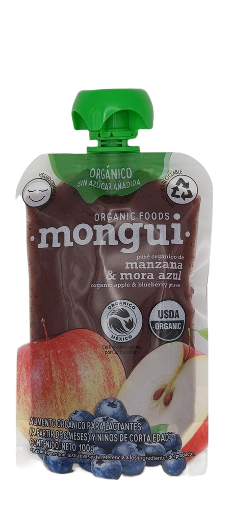 Papilla manzana y mora azul 100 g Mongui