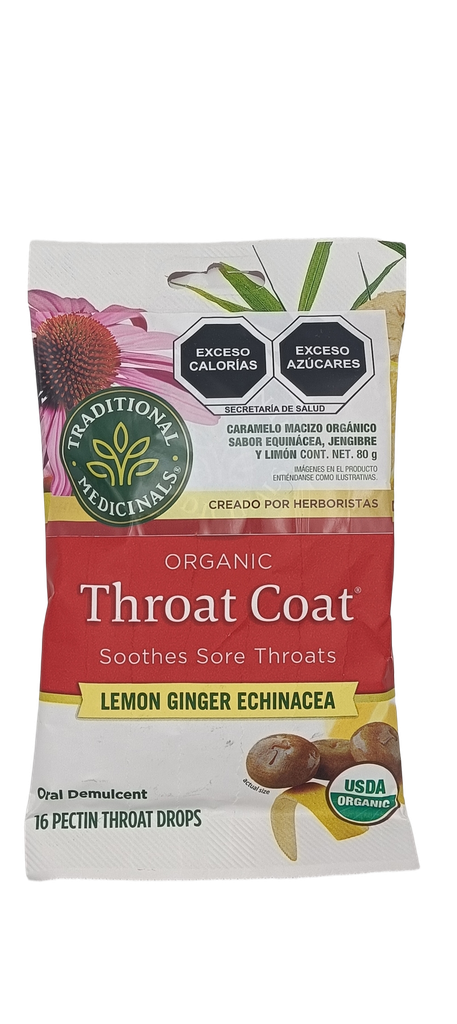 Caramelos macizos orgánicos equinácea, jengibre y limón 80 g Traditional Medicinals