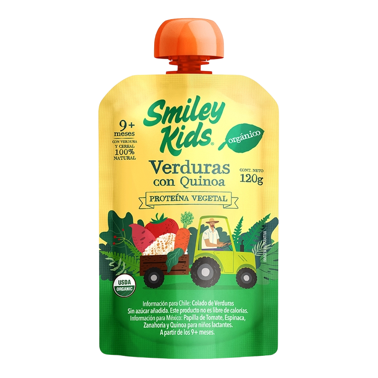 [7804650970651] Mezcla de verduras con quinoa orgánica 120 g Smiley Kids 
