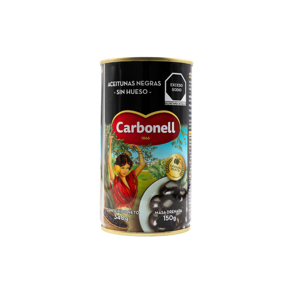 Aceituna negra deshuesada lata 340 g Carbonell
