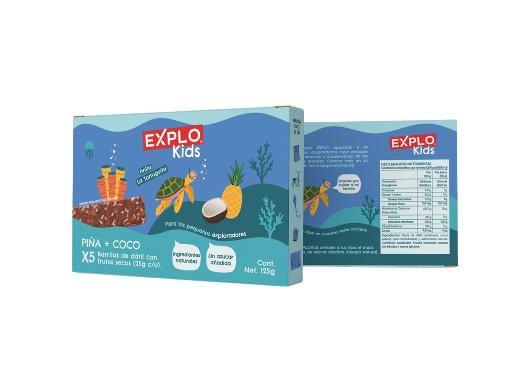 Caja barra de piña coco y dátil 5 pzas 25 g c/u Explo