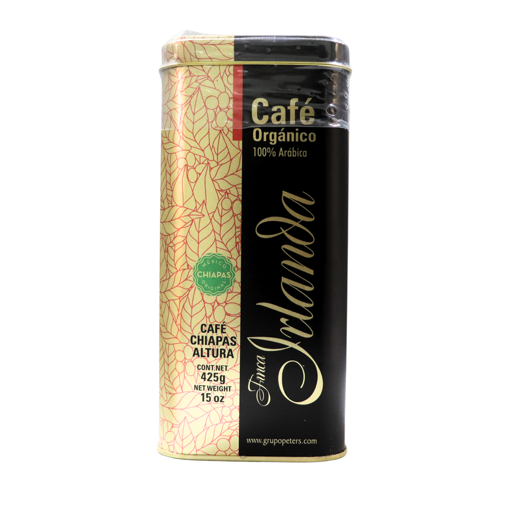 Café orgánico en grano lata 425 g Finca Irlanda