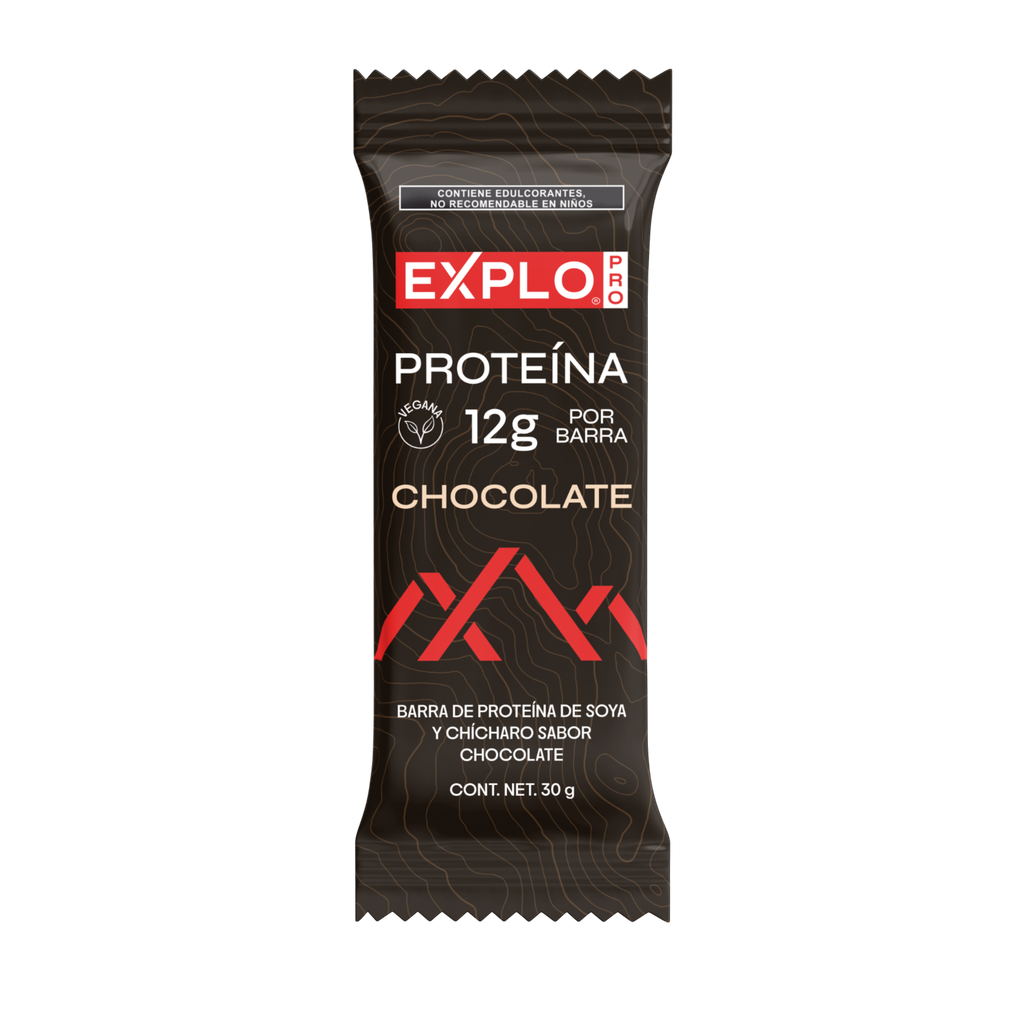 Barra de proteína soya chícharo chocolate  30 g Explo