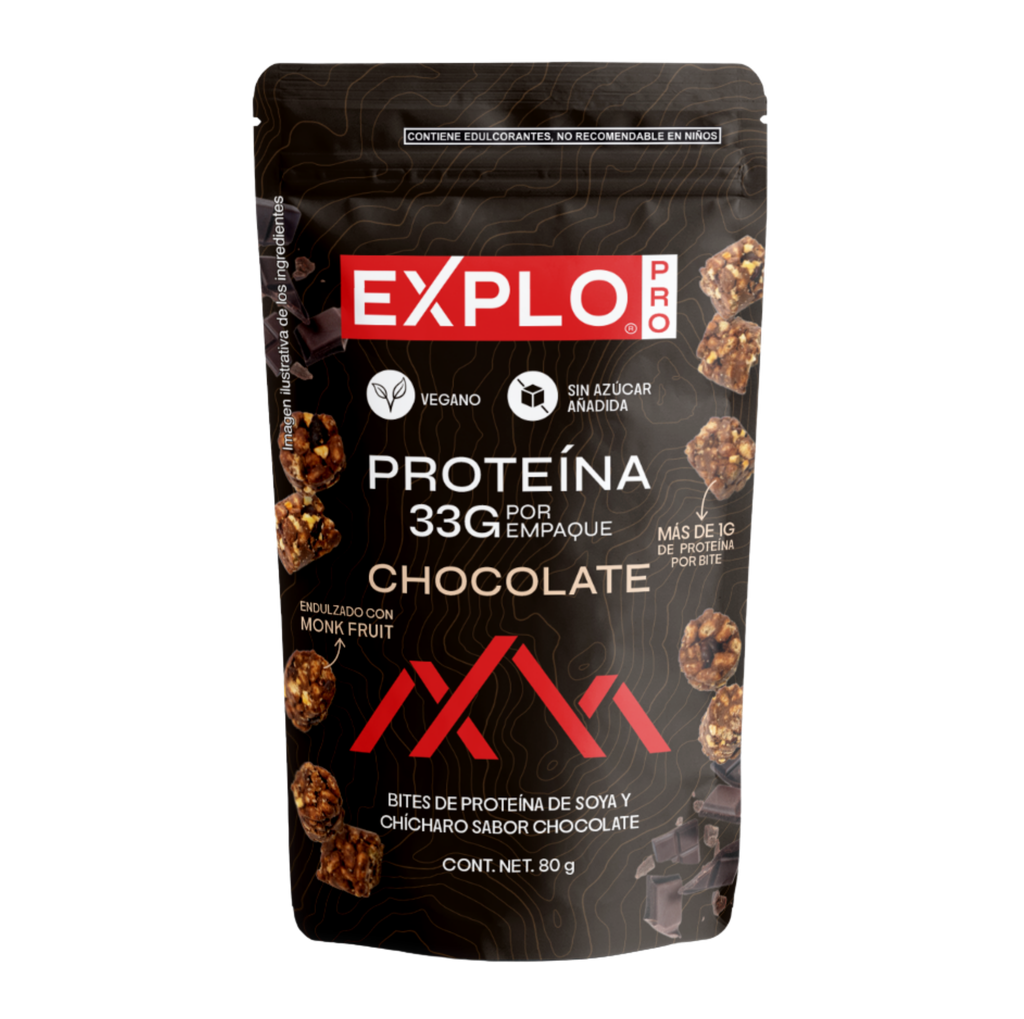 [7503055404043] Bites de proteína soya chícharo chocolate 80 g Explo