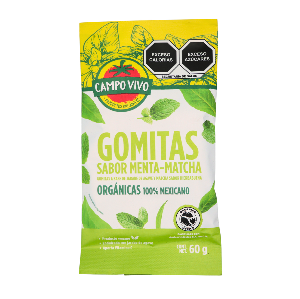 [7502236175277] Gomitas sabor menta matcha 60 g Campo Vivo