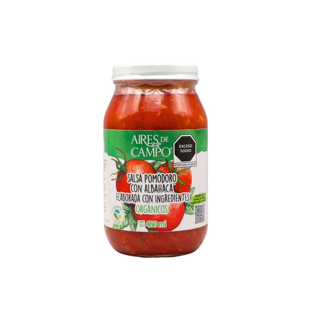 Salsa pomodoro con albahaca orgánica 460 ml Aires de Campo