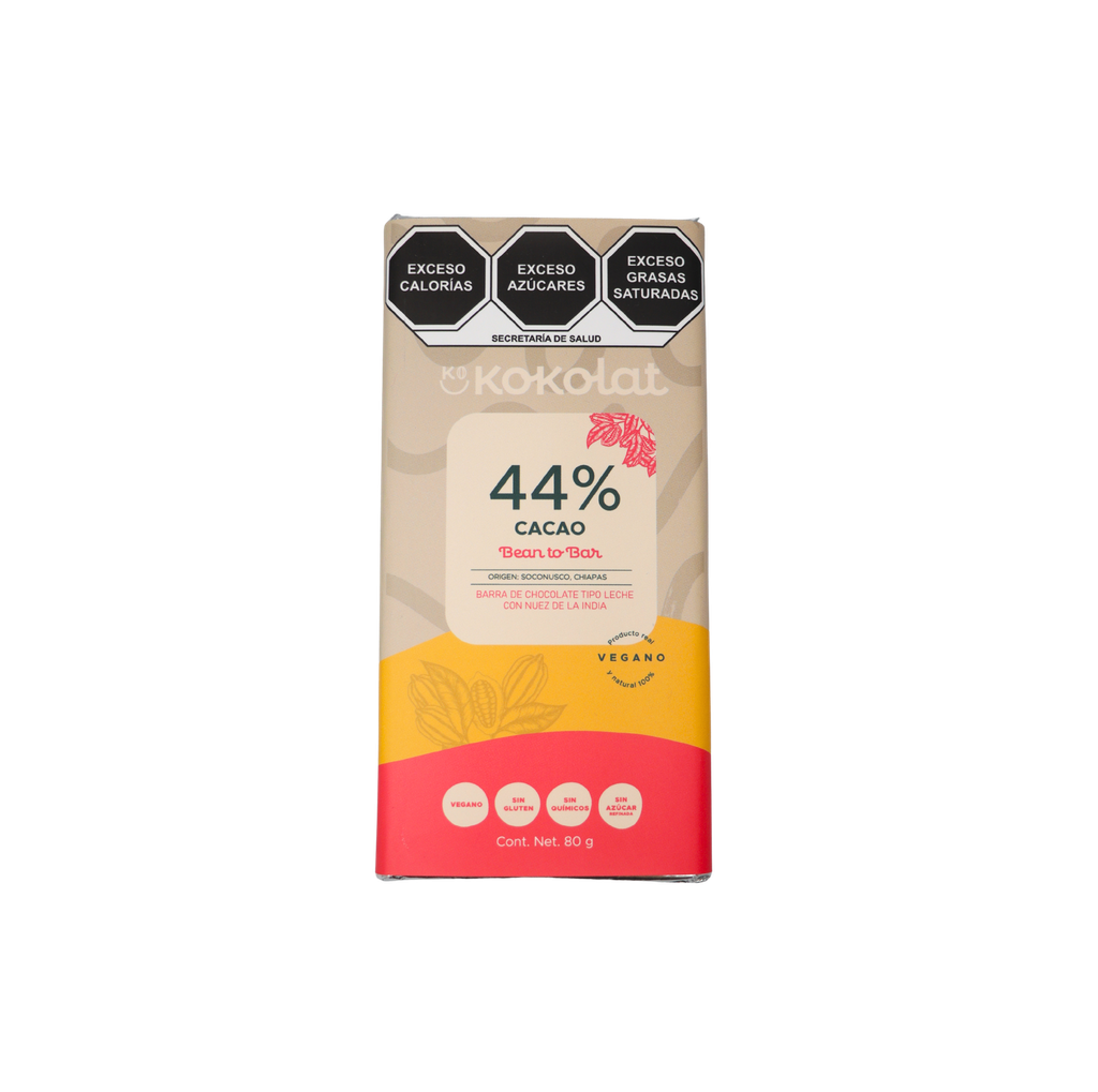 Barra chocolate tipo leche 44% cacao 80 g Kokolat