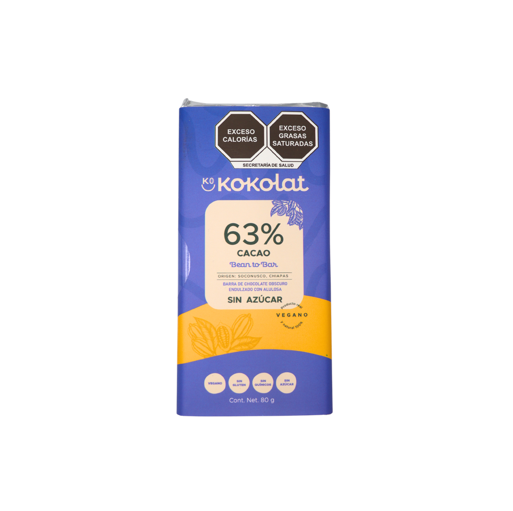 Barra de chocolate semiamargo sin azucar 80 g Kokolat 