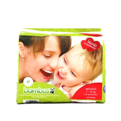 [7502265430026] Pañales medianos desechables para bebé 24 pzas Bambús