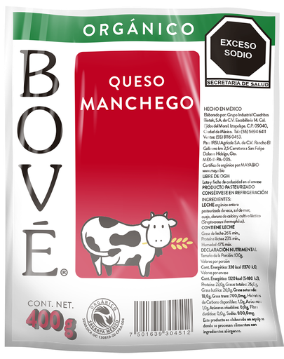 [7501639304512] Queso Manchego  Orgánico 400 G Bové 