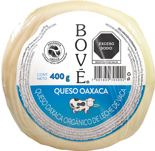 [7501639305090] Queso oaxaca orgánico 400 g Bové 
