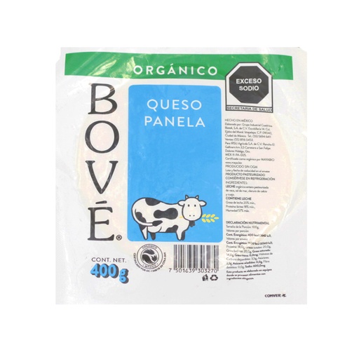 [7501639303270] Queso Panela Orgánico 400 G Bové 