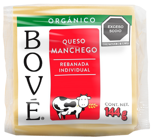 [7501639308657] Queso manchego rebanado orgánico 144 g Bové 